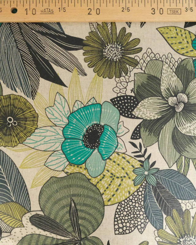 Tissu Enduit Hanoi Bleu Vert - Mercerine