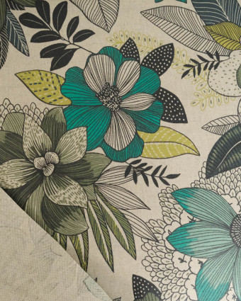 Tissu Enduit Hanoi Bleu Vert - Mercerine