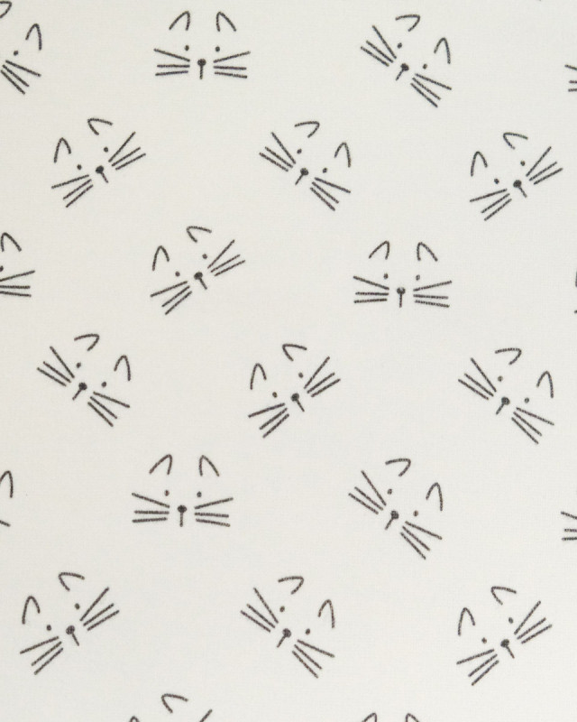 Tissu Sweat Imprimé Chats Minimalistes Envers Doudou - Mercerine
