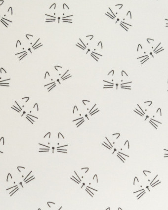 Tissu Sweat Imprimé Chats Minimalistes Envers Doudou - Mercerine