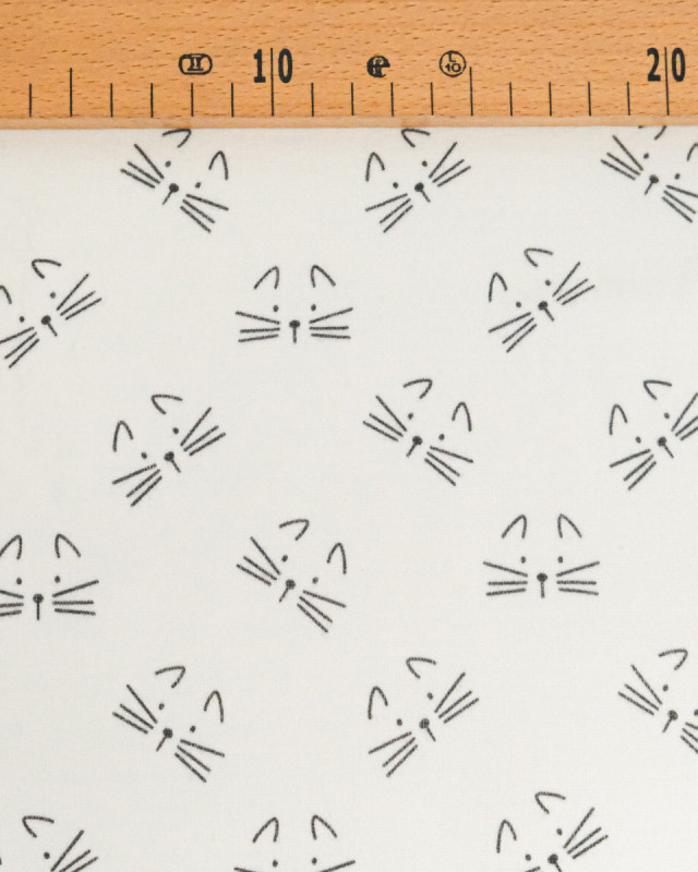 Tissu Sweat Imprimé Chats Minimalistes Envers Doudou - Mercerine