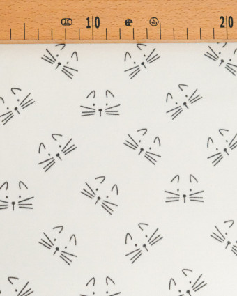 Tissu Sweat Imprimé Chats Minimalistes Envers Doudou - Mercerine