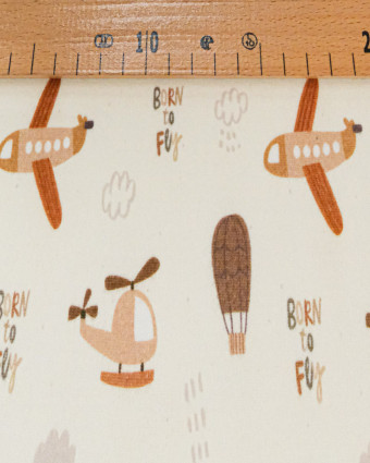 Tissu Sweat Imprimé Born To Fly Envers Doudou - Mercerine