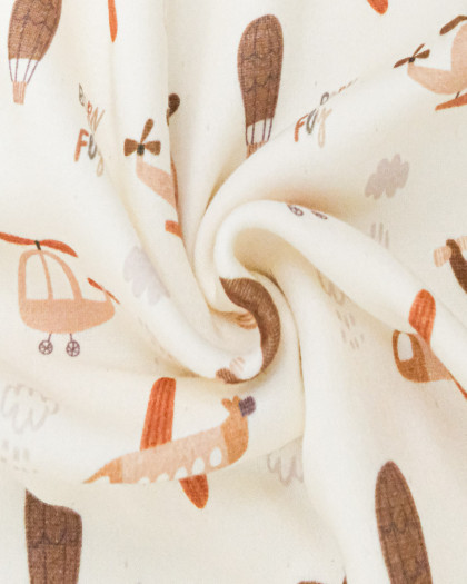 Tissu Sweat Imprimé Born To Fly Envers Doudou - Mercerine