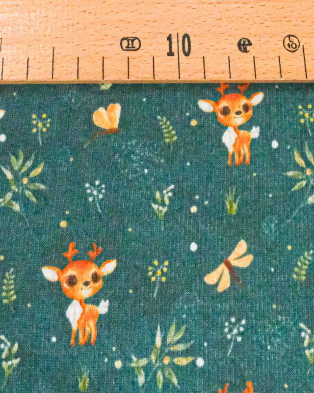 Tissu Sweat Imprimé Faon Envers Doudou - Mercerine