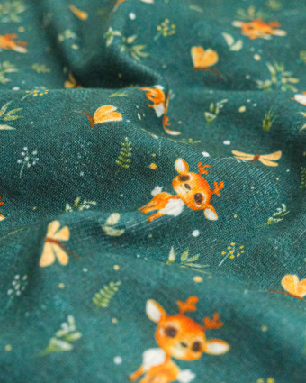 Tissu Sweat Imprimé Faon Envers Doudou - Mercerine
