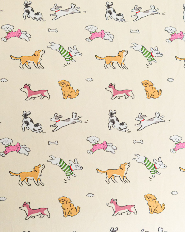 Jersey de Coton Imprimé Club Chien - Mercerine