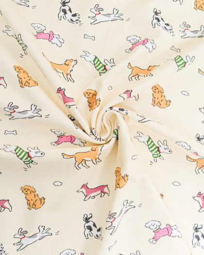 Jersey de Coton Imprimé Club Chien - Mercerine