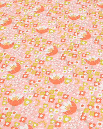 Cretonne de Coton Clochette Rose - Mercerine