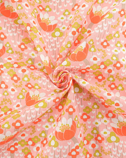 Cretonne de Coton Clochette Rose - Mercerine