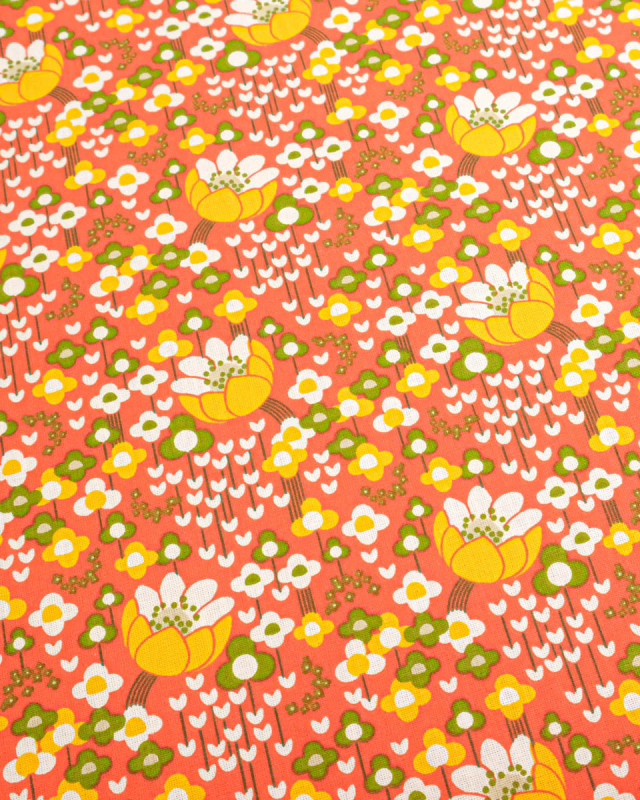 Cretonne de Coton Clochette Orange - Mercerine