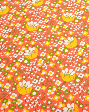 Cretonne de Coton Clochette Orange - Mercerine