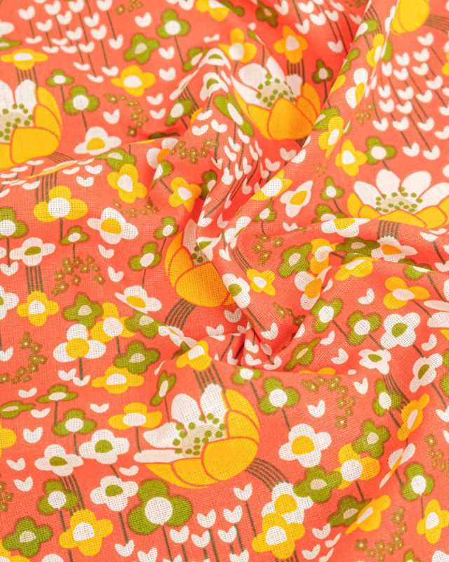 Cretonne de Coton Clochette Orange - Mercerine
