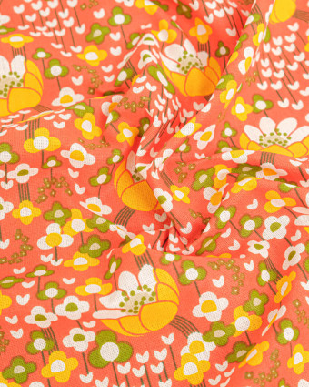 Cretonne de Coton Clochette Orange - Mercerine