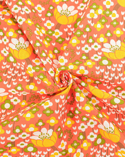 Cretonne de Coton Clochette Orange - Mercerine