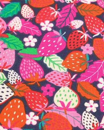 Cretonne de Coton Fraisiers Rouge - Mercerine