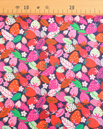 Cretonne de Coton Fraisiers Rouge - Mercerine