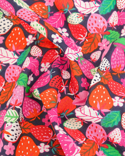 Cretonne de Coton Fraisiers Rouge - Mercerine