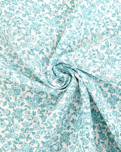 Cretonne de Coton Leonie Bleu Pastel