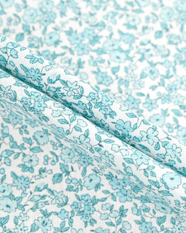 Cretonne de Coton Leonie Bleu Pastel - Mercerine