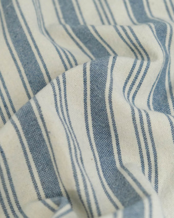 Tissu Coton Epais Tissé à Rayures Denim - Mercerine