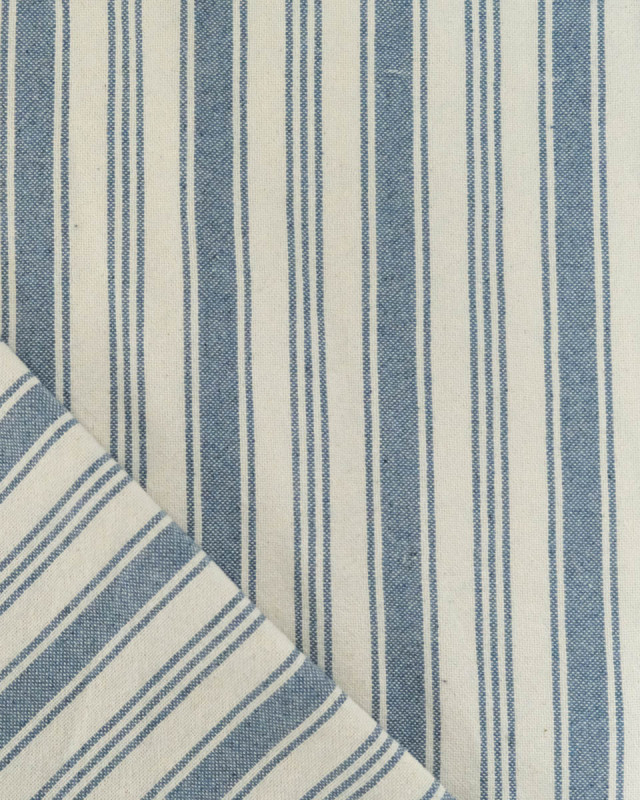 Tissu Coton Epais Tissé à Rayures Denim - Mercerine