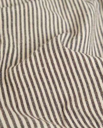 Tissu Coton Epais Tissé Fines Rayures Coffee - Mercerine