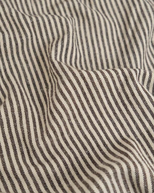 Tissu Coton Epais Tissé Fines Rayures Coffee - Mercerine
