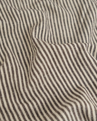 Tissu Coton Epais Tissé Fines Rayures Coffee - Mercerine