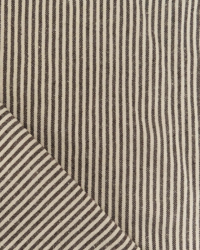 Tissu Coton Epais Tissé Fines Rayures Coffee - Mercerine