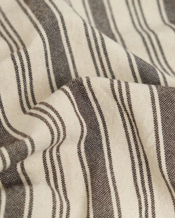 Tissu Coton Epais Tissé à Rayures Coffee - Mercerine