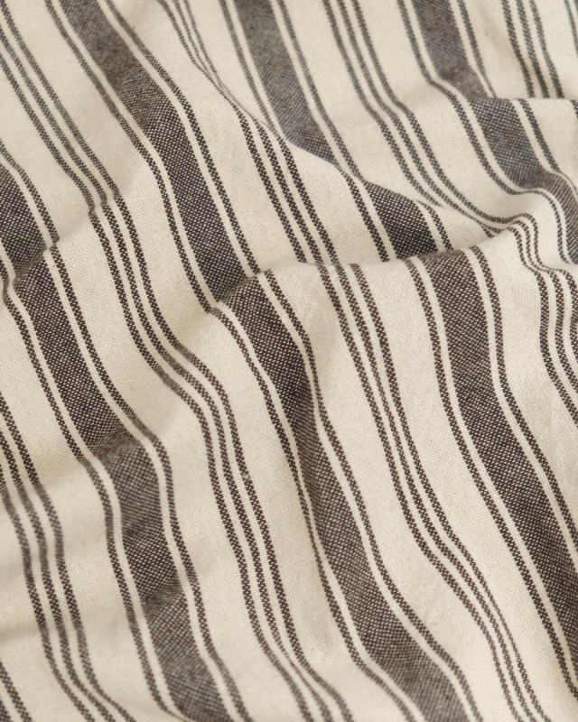 Tissu Coton Epais Tissé à Rayures Coffee - Mercerine