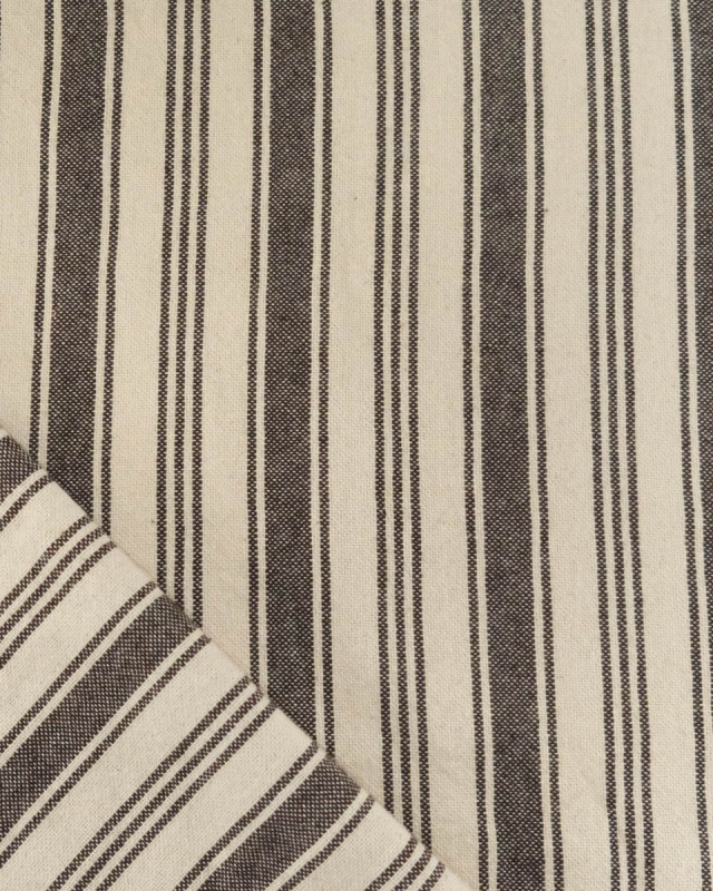 Tissu Coton Epais Tissé à Rayures Coffee - Mercerine