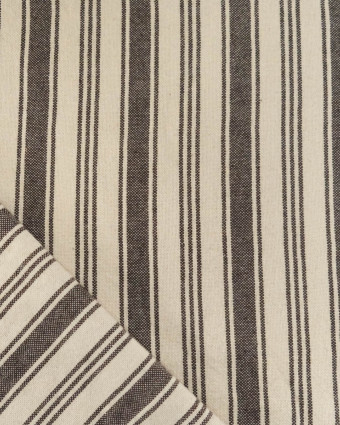 Tissu Coton Epais Tissé à Rayures Coffee - Mercerine