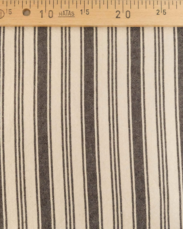 Tissu Coton Epais Tissé à Rayures Coffee - Mercerine