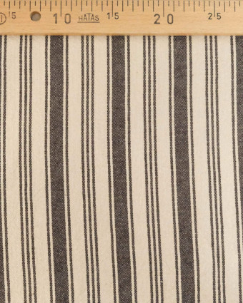 Tissu Coton Epais Tissé à Rayures Coffee - Mercerine
