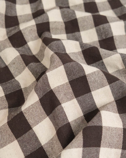 Tissu Coton Epais Tissé à Carreaux Coffee - Mercerine
