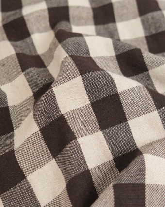 Tissu Coton Epais Tissé à Carreaux Coffee - Mercerine