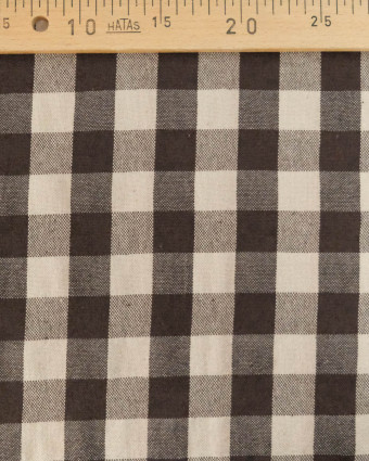Tissu Coton Epais Tissé à Carreaux Coffee - Mercerine