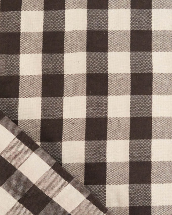 Tissu Coton Epais Tissé à Carreaux Coffee - Mercerine