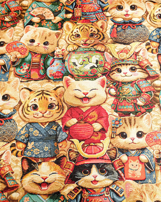 Tissu Jacquard Miaouki Roux - Mercerine