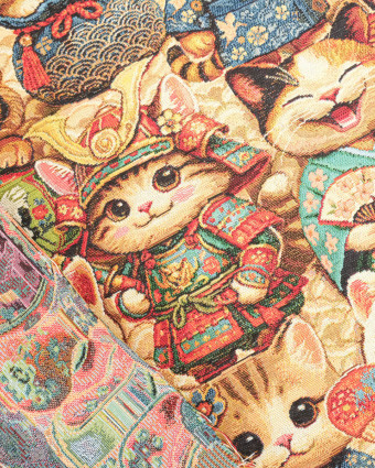 Tissu Jacquard Miaouki Roux - Mercerine