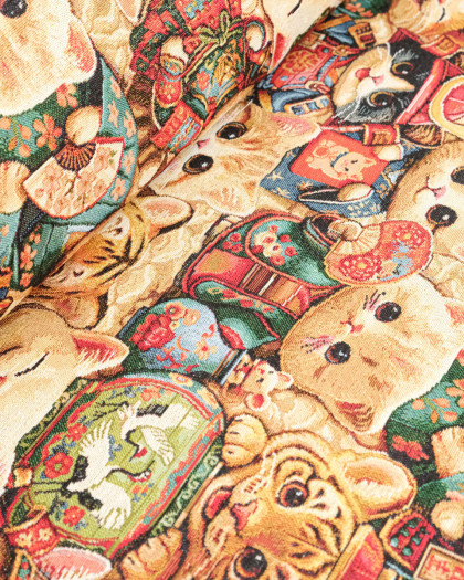Tissu Jacquard Miaouki Roux - Mercerine