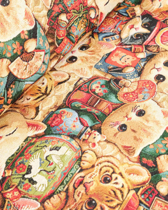 Tissu Jacquard Miaouki Roux - Mercerine