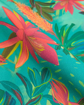 Tissu Outdoor Traité Teflon Monstera Turquoise
