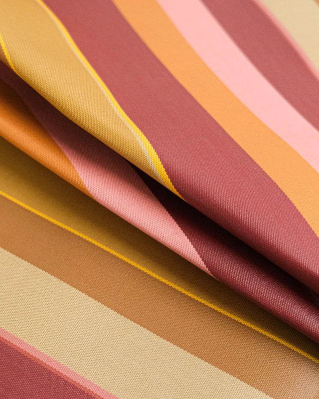 Tissu Enduit à Rayures Bordeaux Ocre - Mercerine