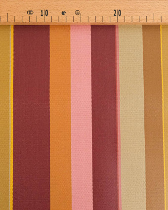 Tissu Enduit à Rayures Bordeaux Ocre - Mercerine