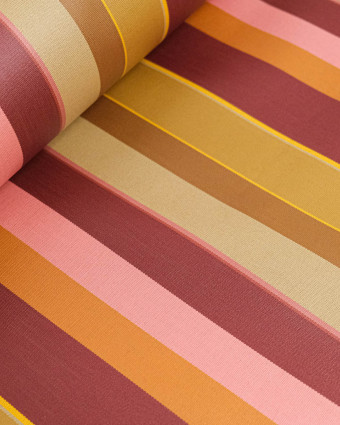 Tissu Enduit à Rayures Bordeaux Ocre - Mercerine