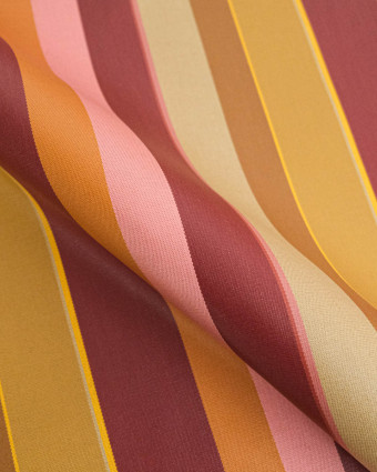Tissu Enduit Rayures Bordeaux Ocre - Mercerine