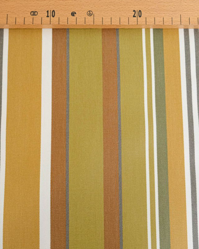 Tissu Enduit à Rayures Vert Ocre - Mercerine